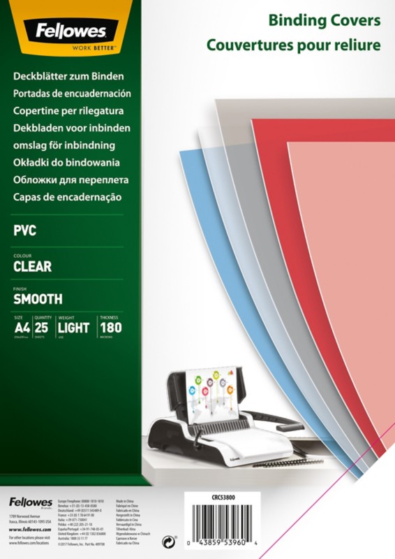 Deckblätter Zum Binden A4 Plastik 180 Mikron Transparent 25 Stück