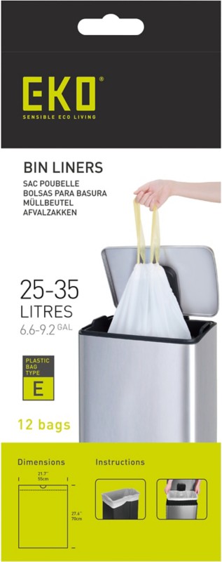 EKO Müllsäcke 35 L Weiß PE (Polyethylen) 6 Rollen à 12 Stück