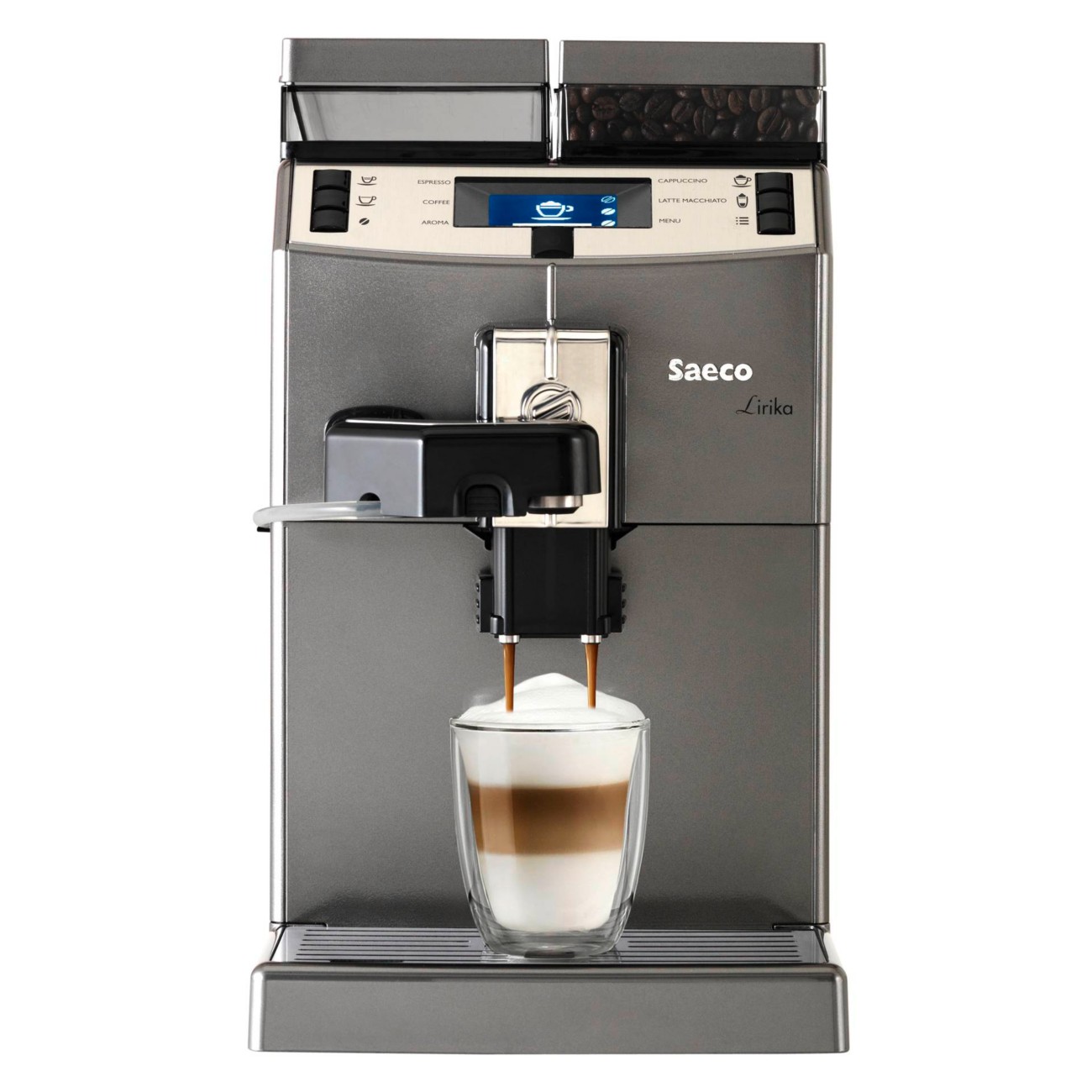 Image of Saeco Kaffeevollautomat Lirika One Touch Cappuccino Titan Grau