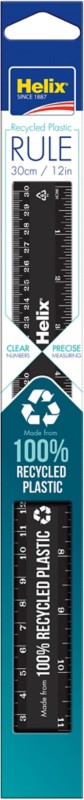 Helix 100% Recycled Plastic Ruler Black 30 Cm / 12