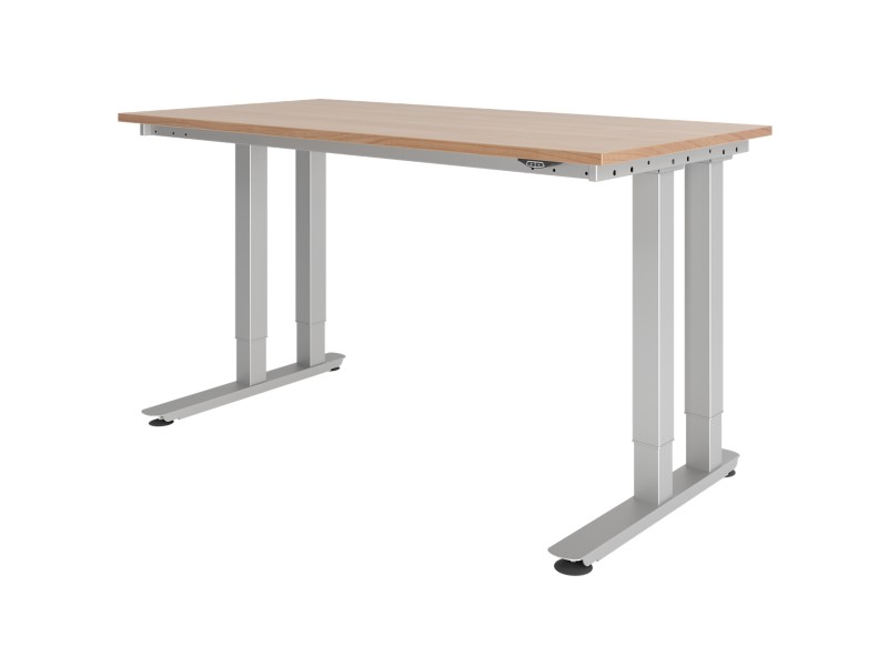 Hammerbacher Elektrisch Höhenverstellbar Schreibtisch Rechteckig Walnuss Spanplatte Silber C-Fuß 160 x 80 cm