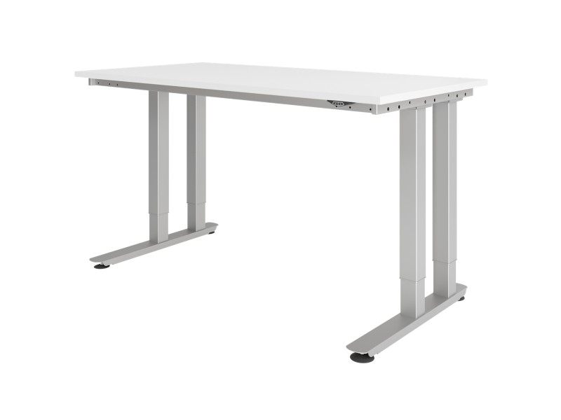 Hammerbacher VHD41608S/W Elektrisch Höhenverstellbar Schreibtisch Rechteckig Spanplatte Silber C-Fuß 160 x 80 cm