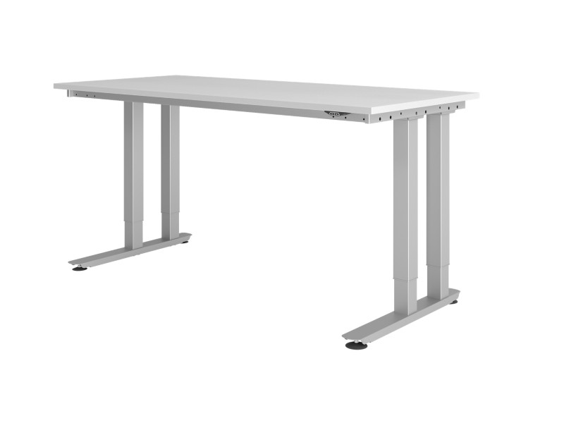 Hammerbacher VHD41808S/5 Elektrisch Höhenverstellbar Schreibtisch Rechteckig Spanplatte Silber C-Fuß 160 x 80 cm