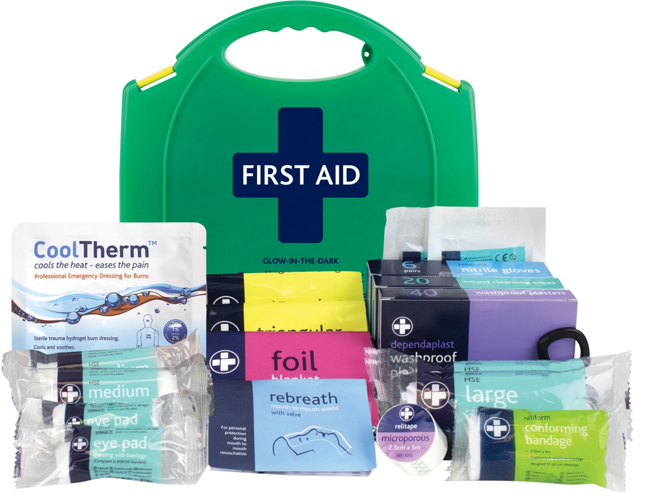 Reliance Medical Glow In The Dark First Aid Kit Aura Box Small Green