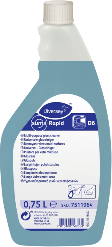 Suma Glasreiniger Rapid D6 Flüssig Blau 750 ml