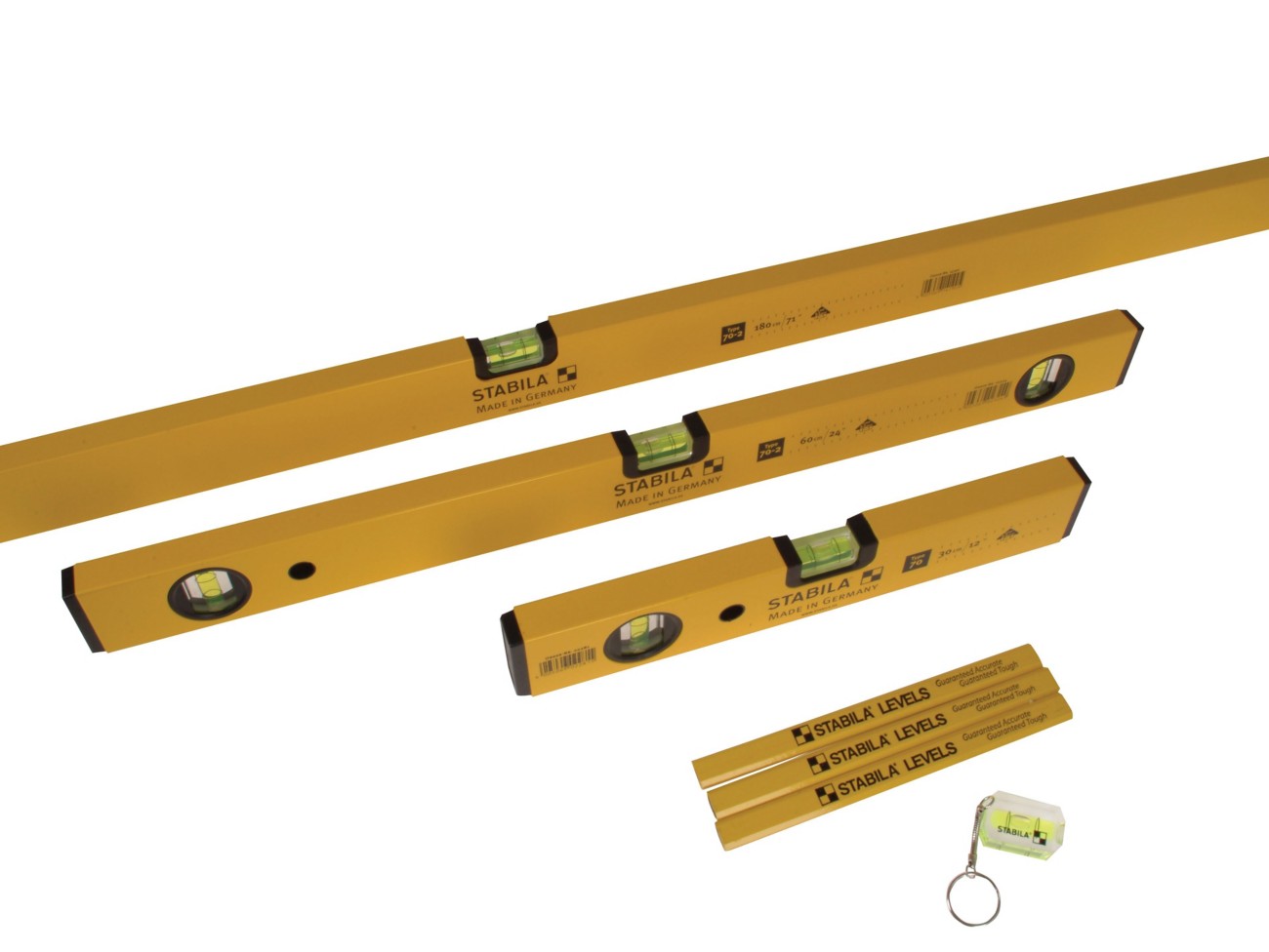 Stabila 70-2 Double Plumb Spirit Level Pack 30Cm 60Cm & 180Cm