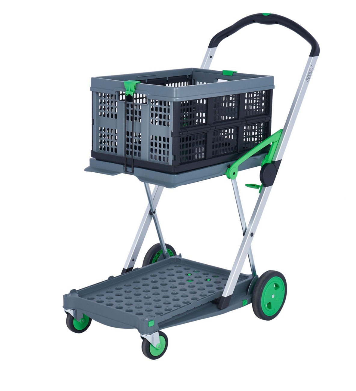 Gpc Clever Folding Trolley, Gs Approved Safety, With 1 Folding Box, Up To 60Kg Capacity