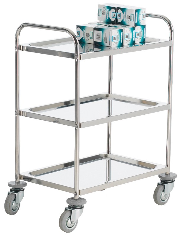 GPC Stainless Steel Shelf Trolley with 3 Shelves 100kg Capacity