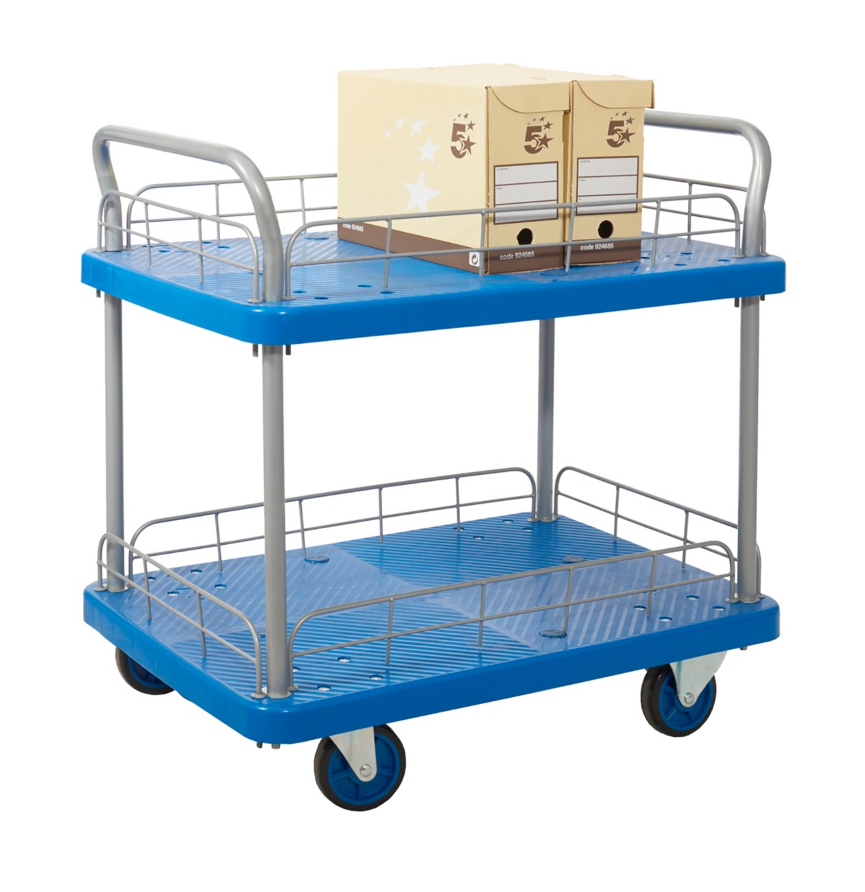 Proplaz Mobile Shelf Trolley 2 Shelves 300 Kg 900 X 600 X 920 Mm Blue