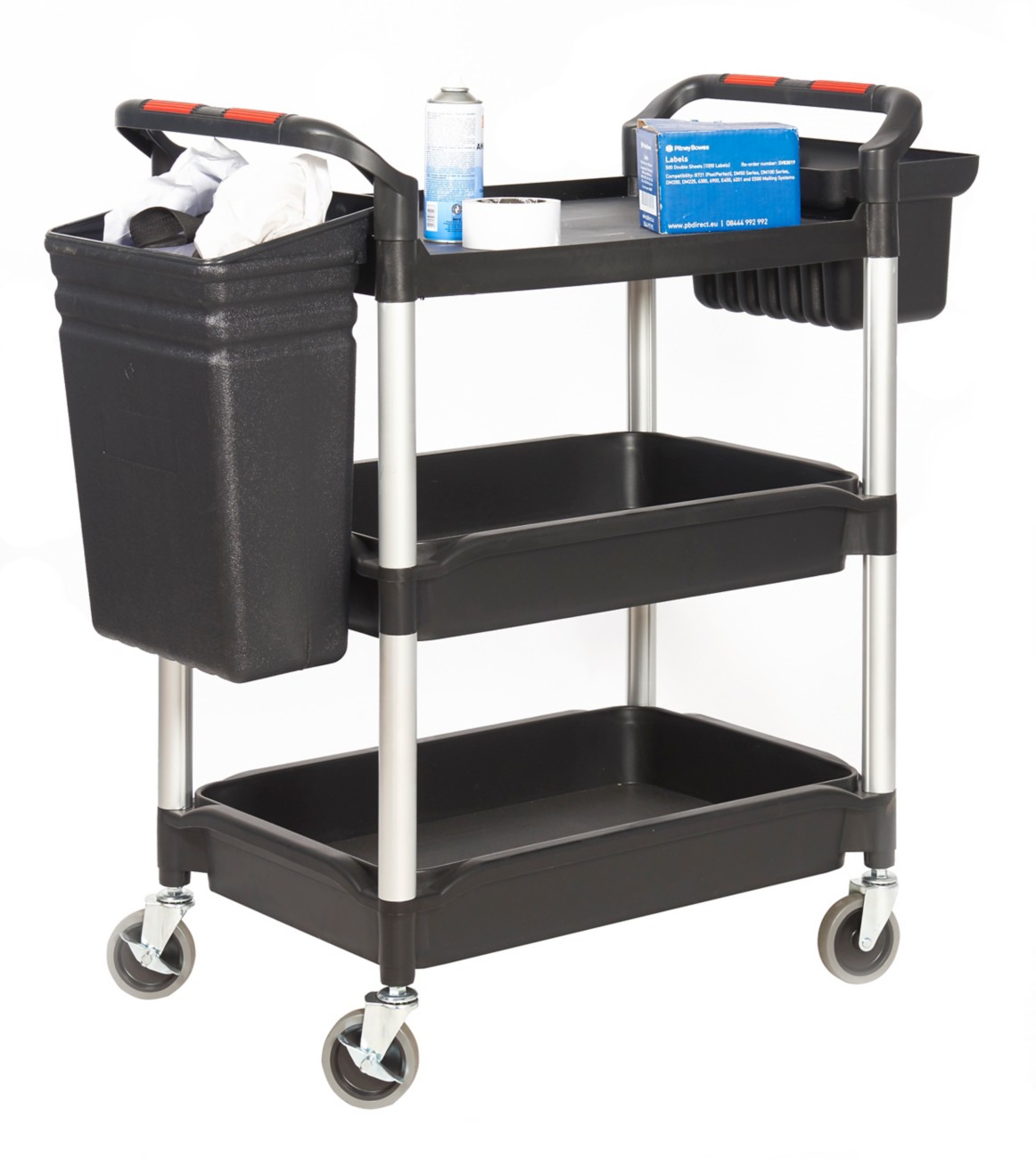 Proplaz Proplaz® Plus Trolley With Deep Trays, 3 Tray, Top Flat Shelf & 2 Storage Trays, 150Kg Capacity