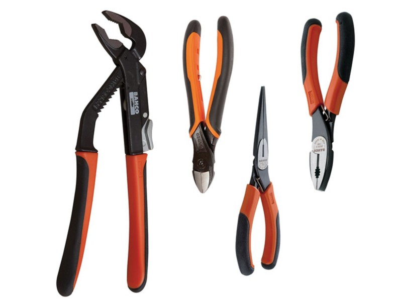 Bahco Pliers Set with Plastic Handle 9897 Alloy Steel Black, Orange Pack of 4