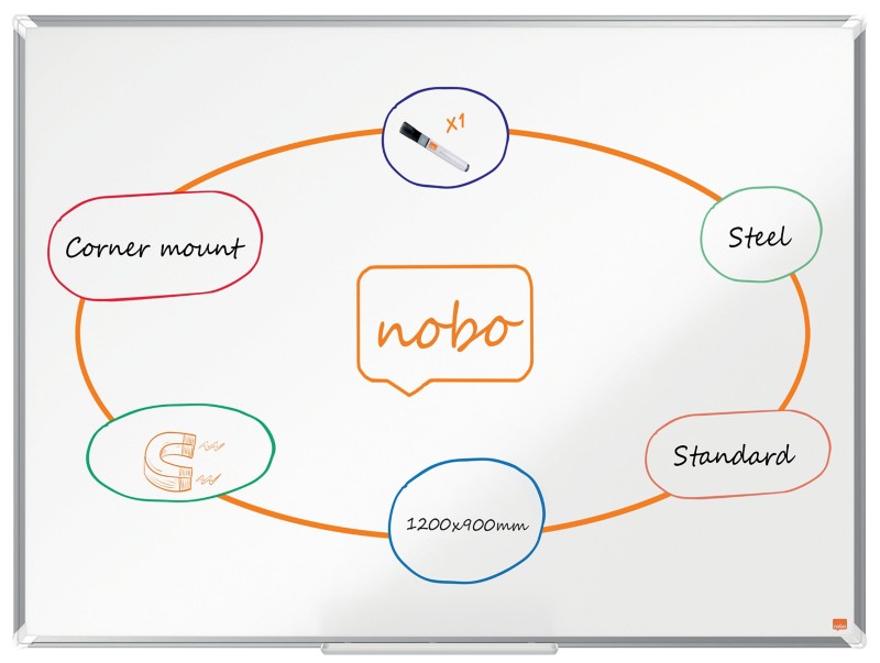 Nobo Premium Plus Whiteboard 1915156 Wandmontiert Magnetisch Lackierter Stahl 120 x 90 cm