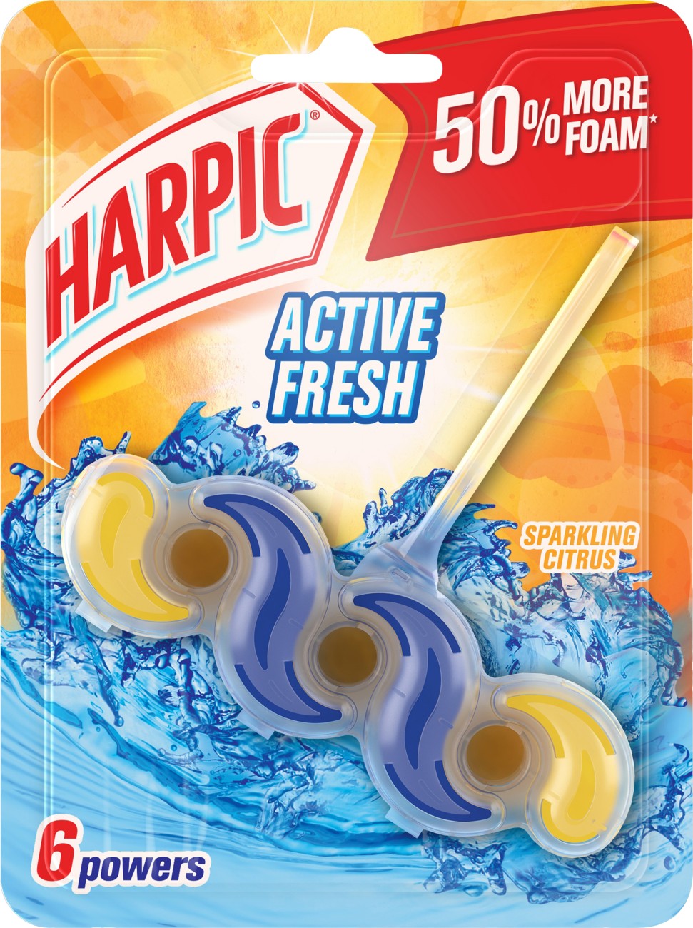Harpic Active Fresh Toilet Rim Block 6 Powers Sparkling Citrus 35G - Image 4