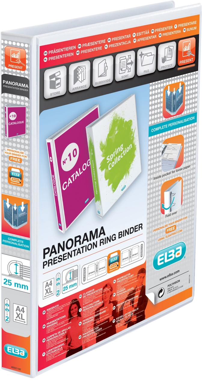 Elba Ring Binder A4+ 2 Rings White Panorama