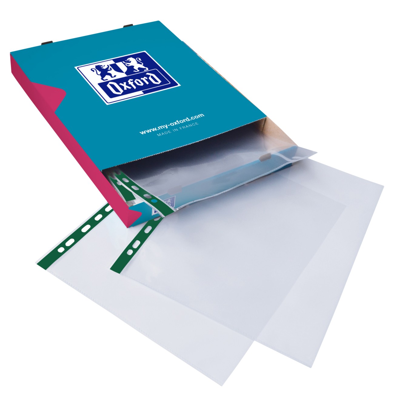 Oxford Punched Pockets A4 Clear Transparent 55 Microns Pp (Polypropylene) 11 Holes Pack Of 100