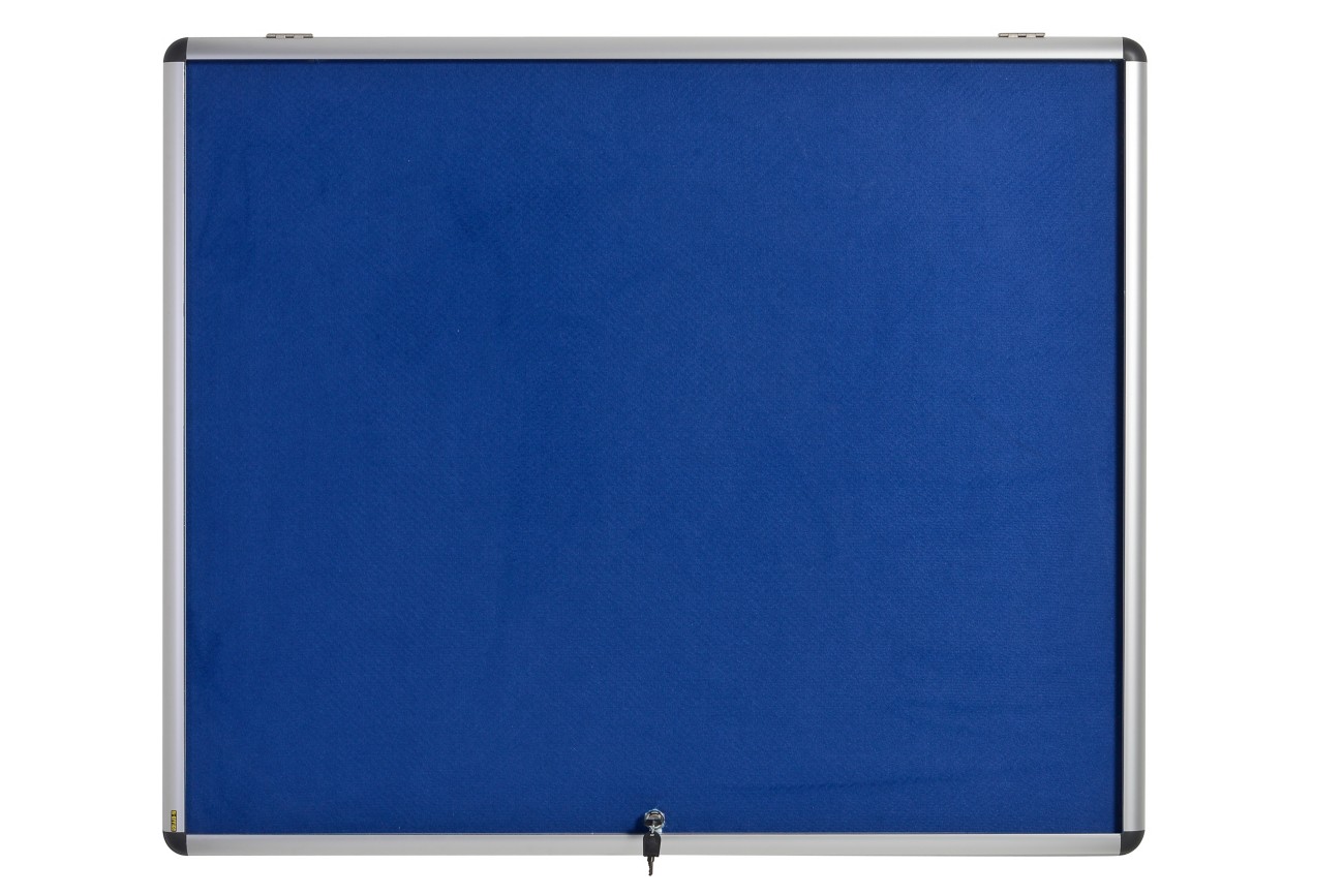 Bi-Office Enclore Fire Retardant Lockable Notice Board Non Magnetic 6 X A4 Wall Mounted 70.6 (W) X 65.3 (H) Cm Blue