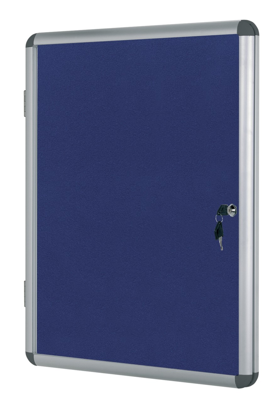 Bi-Office Enclore Indoor Lockable Notice Board Non Magnetic 12 X A4 Wall Mounted 94 (W) X 98.1 (H) Cm Blue