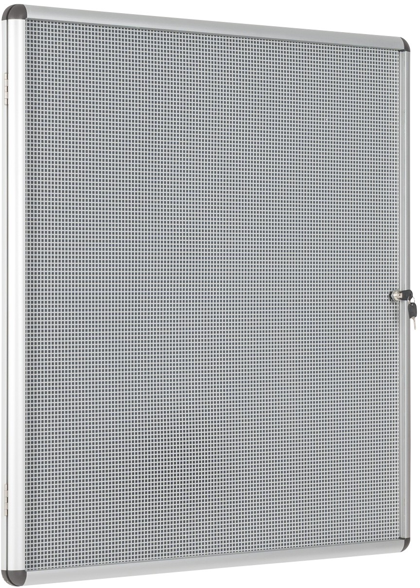 Bi-Office Enclore Indoor Lockable Notice Board Magnetic 12 X A4 Wall Mounted Ceramic, Steel 94 (W) X 98.1 (H) Cm Grey