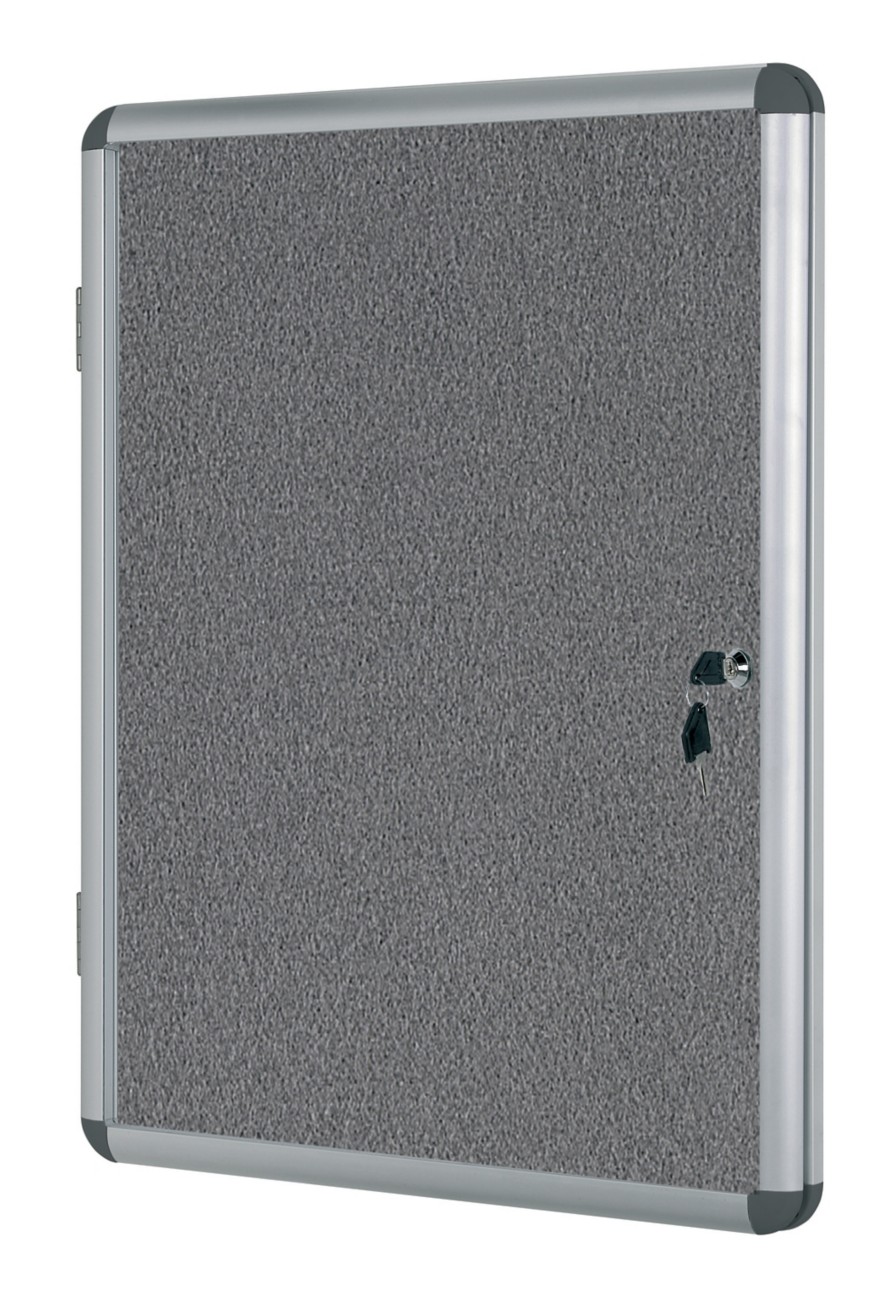 Bi-Office Enclore Indoor Lockable Notice Board Non Magnetic 12 X A4 Wall Mounted 94 (W) X 98.1 (H) Cm Grey