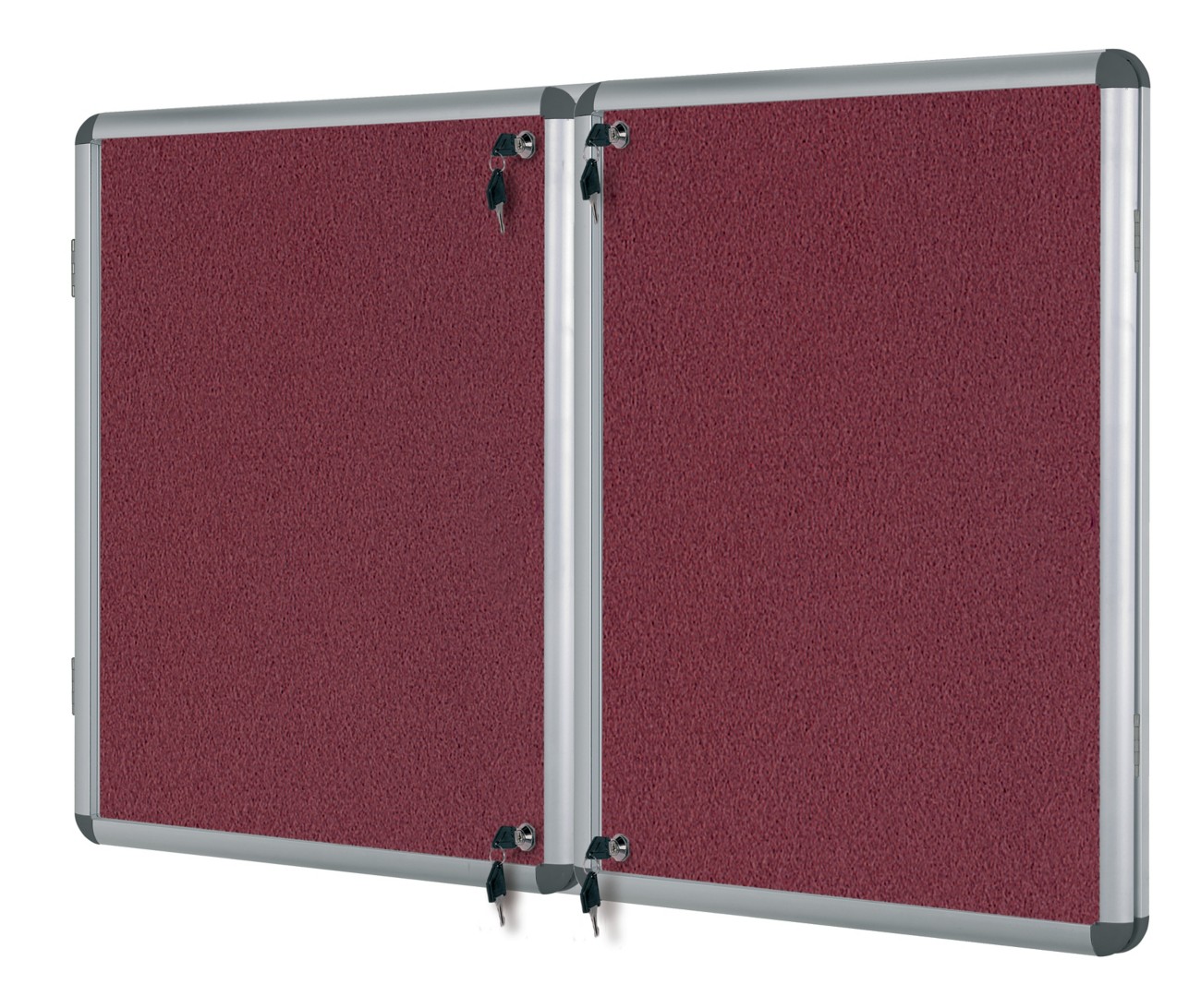 Bi-Office Enclore Fire Retardant Lockable Notice Board Non Magnetic 40 X A4 Wall Mounted 243 (W) X 123 (H) Cm Red