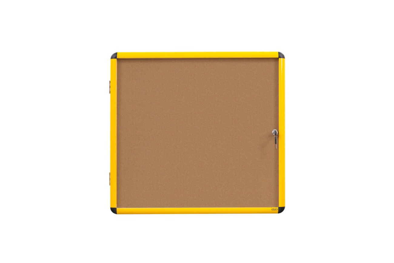 Bi-Office Ultrabrite Lockable Notice Board Non Magnetic 12 X A4 Wall Mounted 94 (W) X 98.1 (H) Cm Brown