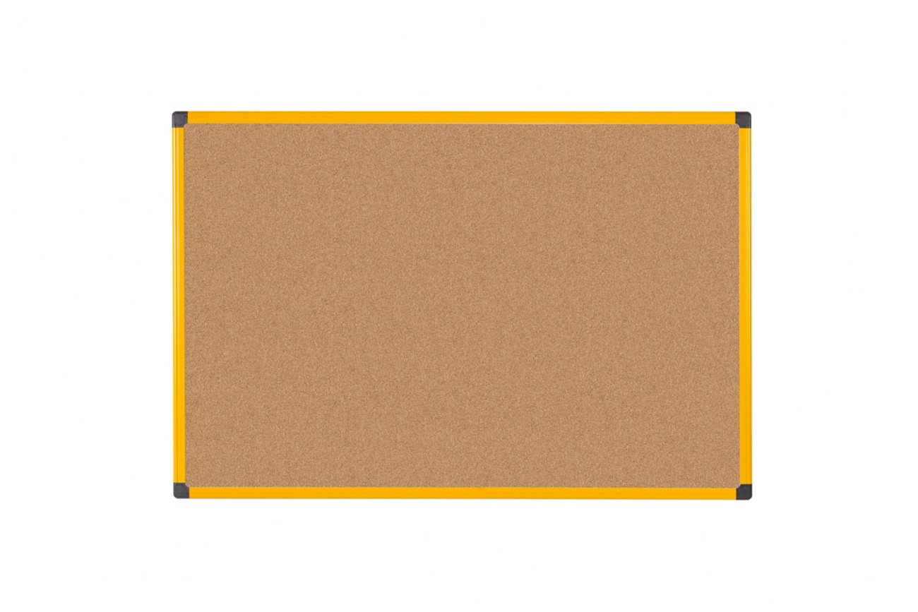 Bi-Office Ultrabrite Cork Board 90 x 60 cm with Yellow Aluminium Frame - Image 5
