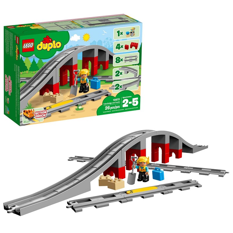 Lego Duplo Eisenbahnbrücke und Schienen