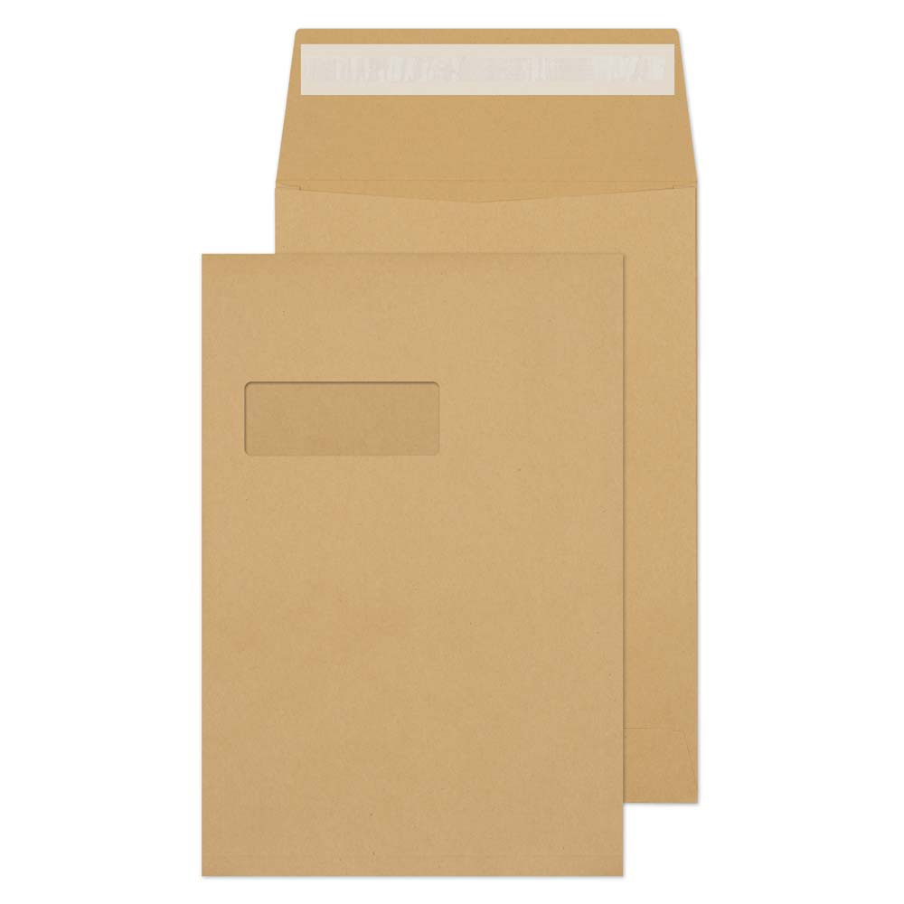 Purely Packaging Vita Purely Gusset Envelopes C4 Peel & Seal 324 X 229 X 25 Mm Plain 130 Gsm Manilla 1992Mw Pack Of 125