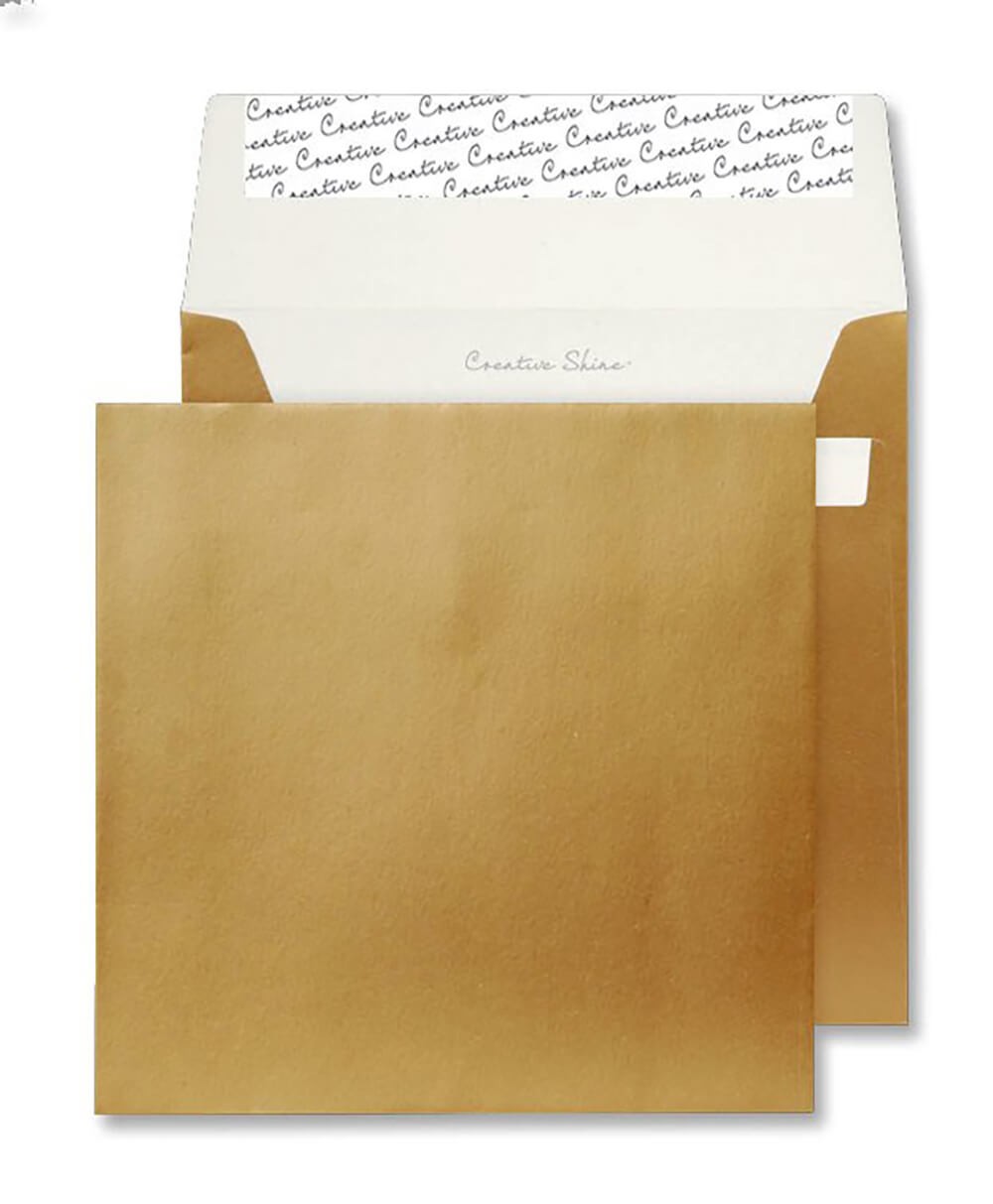 Creative Shine Coloured Envelope Non Standard 160 (W) X 160 (H) Mm Adhesive Strip Gold 130 Gsm Pack Of 500