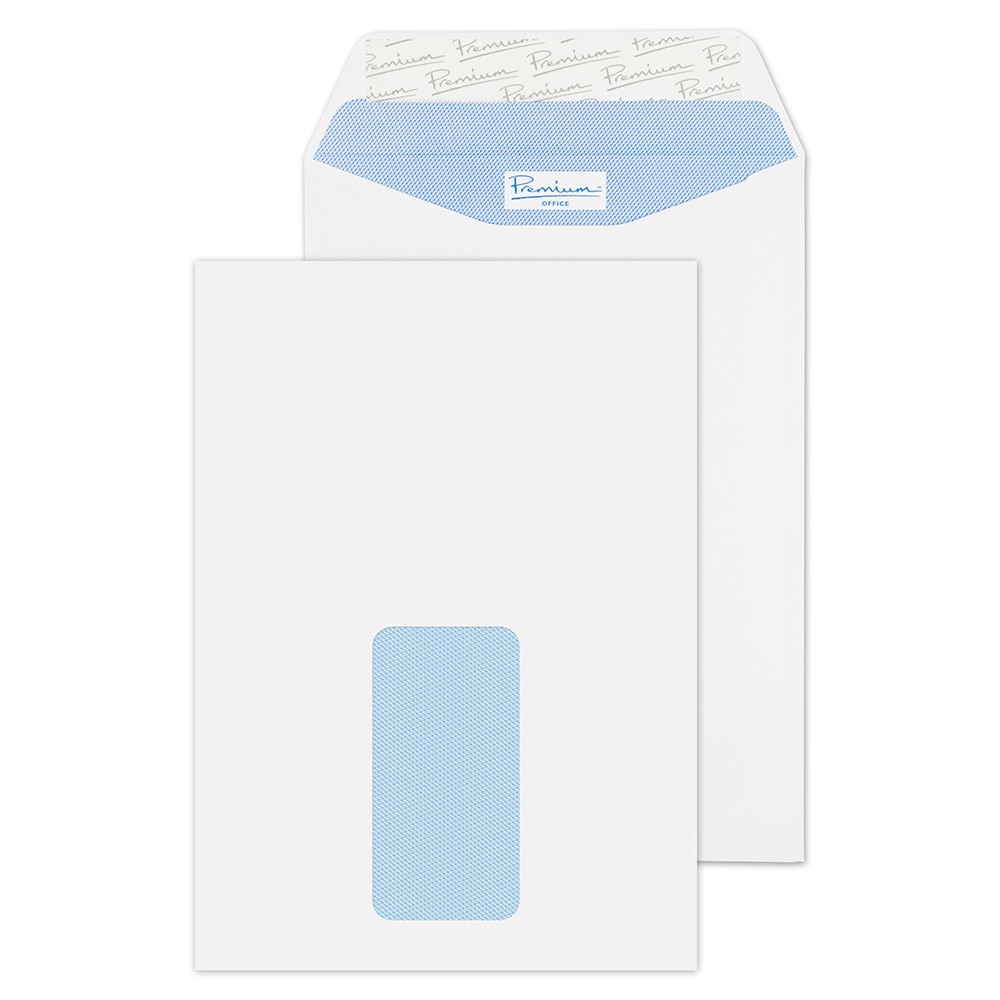 Premium Office C5 Envelopes White 162 (W) X 229 (H) Mm Window 120 Gsm Pack Of 500