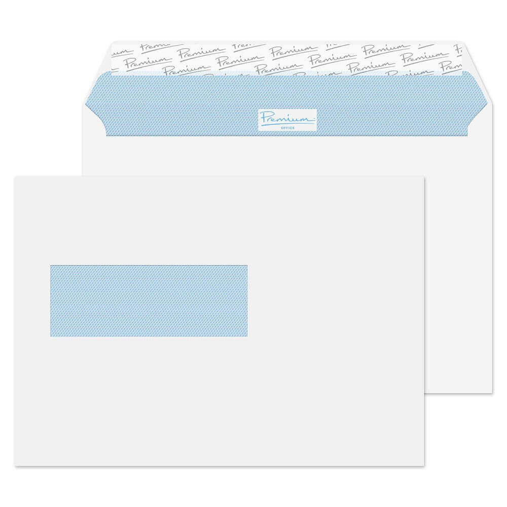 Premium Office C5 Envelopes White 229 (W) X 162 (H) Mm Window 120 Gsm Pack Of 500
