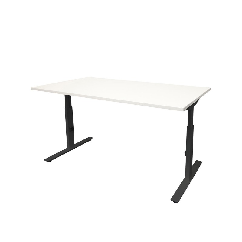 Schaffenburg Linesto Plus Sitz-Stehschreibtisch Weiß T-Fuß 1.600 (B) x 800 (T) x 655 (H) mm Melamin