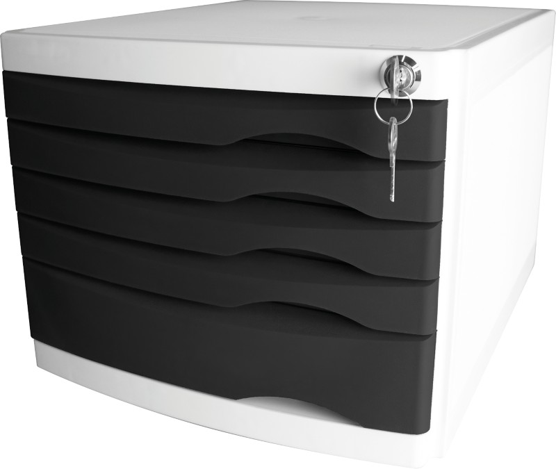 Helit Schubladenbox mit 5 Schubladen The Safe A4 Kunststoff Schwarz 230 x 300 x 355 mm