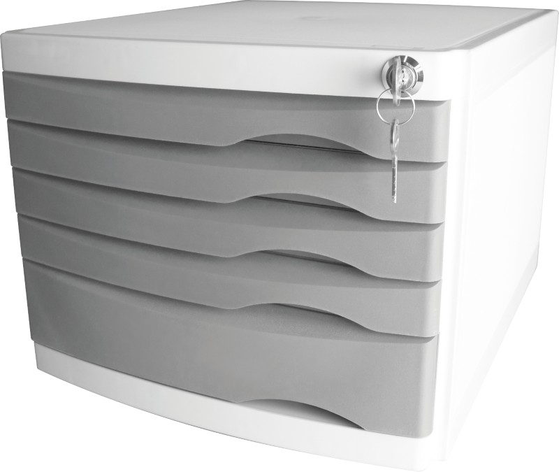 Helit Schubladenbox mit 5 Schubladen The Safe A4 Kunststoff Grau 230 x 300 x 355 mm