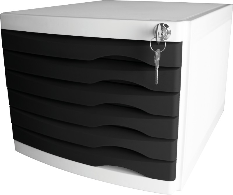 Helit Schubladenbox mit 6 Schubladen The Safe A4 Kunststoff Schwarz 230 x 300 x 355 mm