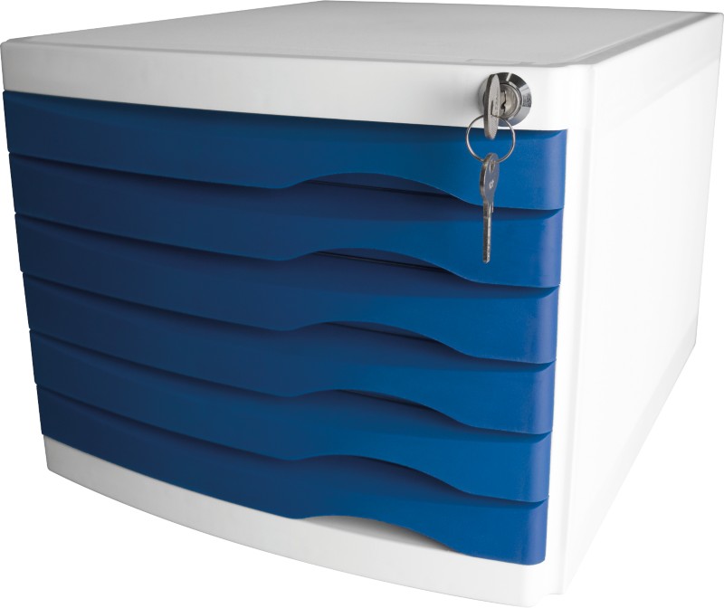 Helit Schubladenbox mit 6 Schubladen The Safe A4 Kunststoff Blau 230 x 300 x 355 mm