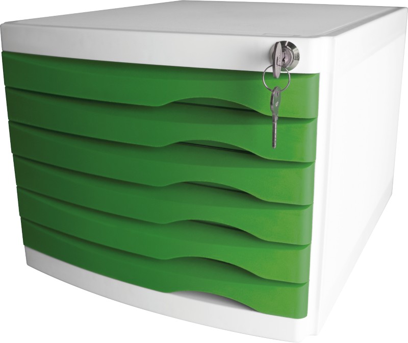 Helit Schubladenbox mit 6 Schubladen The Safe A4 Kunststoff Grün 230 x 300 x 355 mm