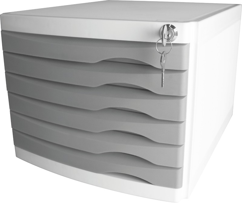 Helit Schubladenbox mit 6 Schubladen The Safe A4 Kunststoff Grau 230 x 300 x 355 mm