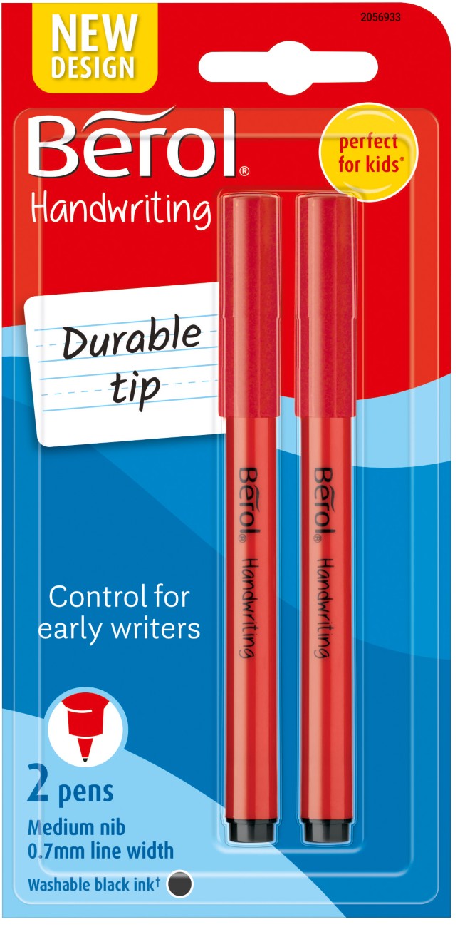 Berol Handwriting Pens | Round Shape is Easy to Hold | Washable Black Ink | Bright Barrels | 2 Count - Image 7