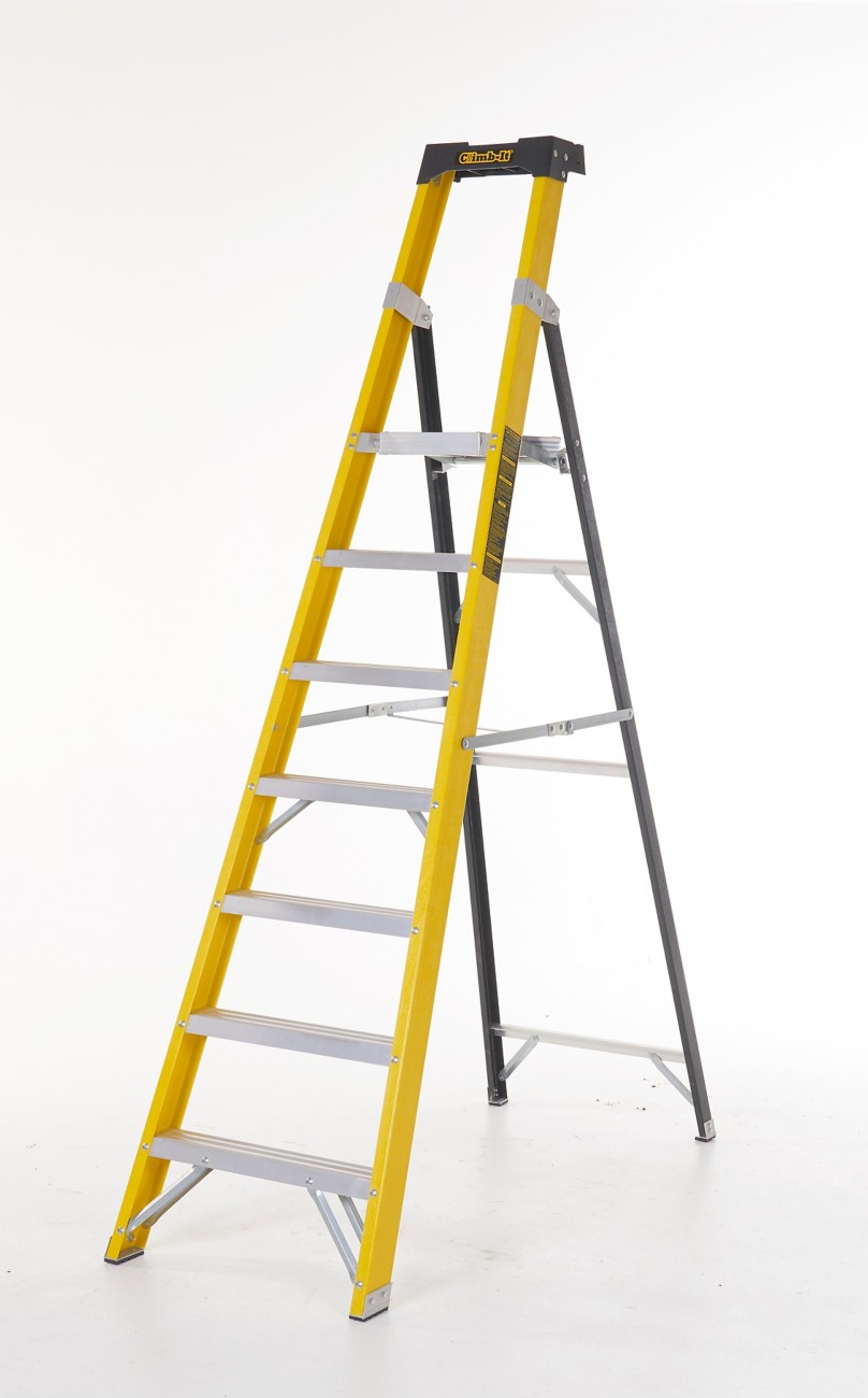 Climb-It Climb-It® Glass Fibre Platform Stepladder, 7 Tread, Integral Tool Tray