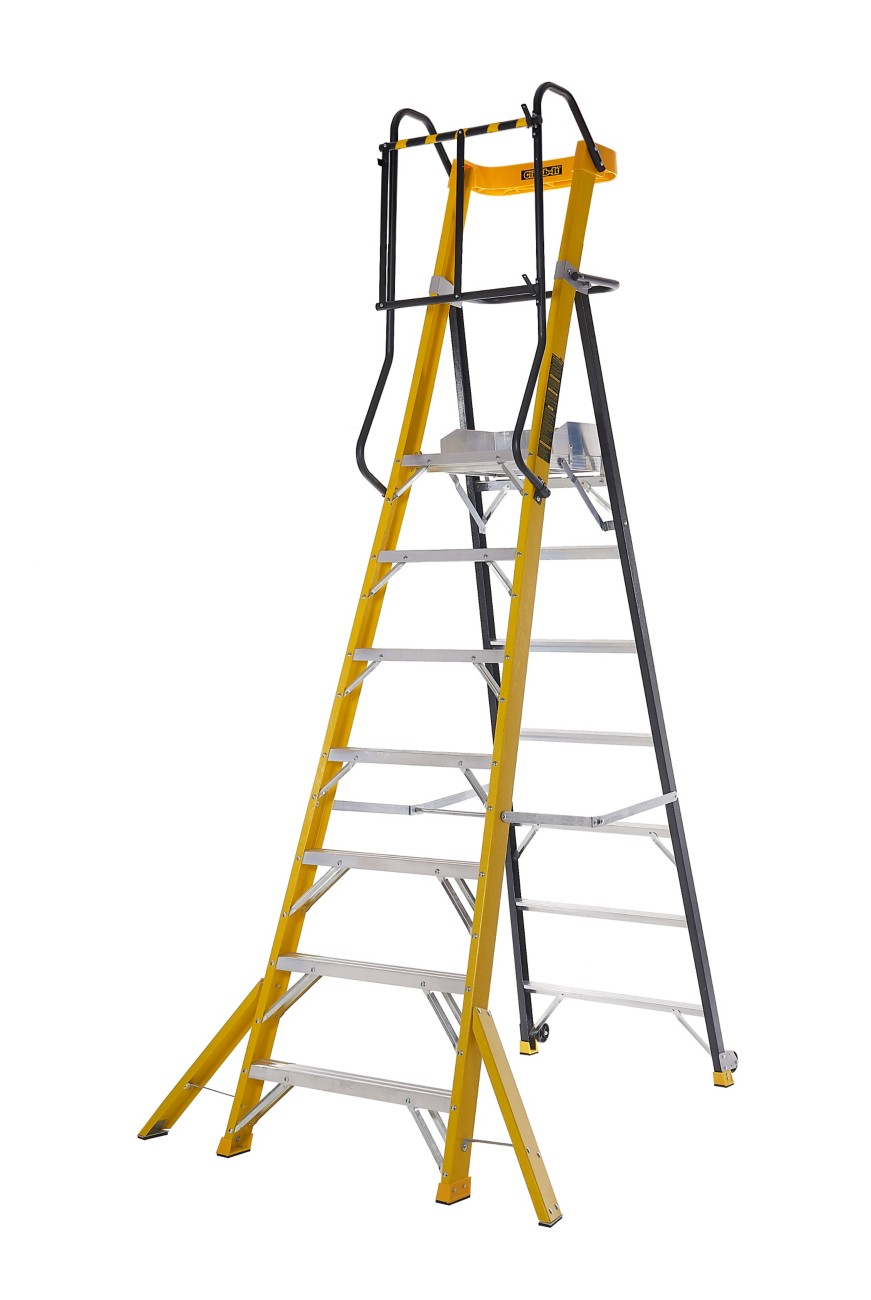 Climb-It Climb-It® Glass Fibre Podium Step, 7 Tread, Integral Tool Tray