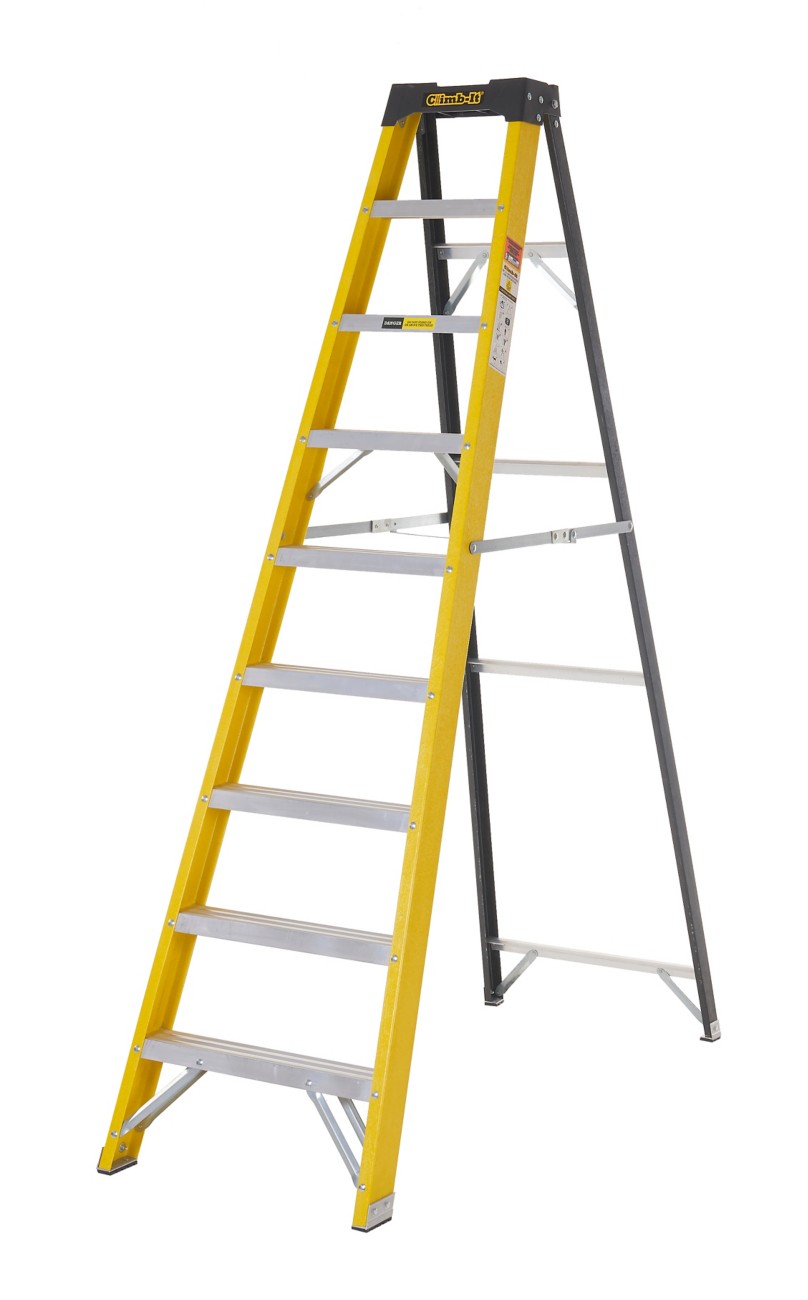Climb-It Gpc Glass Fibre Swingback Stepstep 8 Tread Integral Tool Tray 150 Kg Yellow