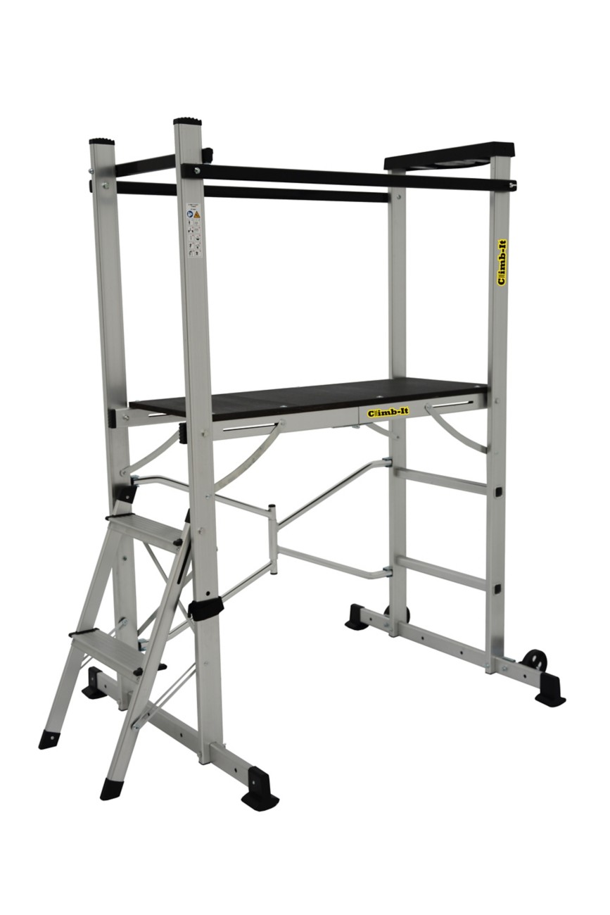 Climb-It 2 Castors Ladder With Multifunctional Tray 1550 Mm Aluminium 150 Kg