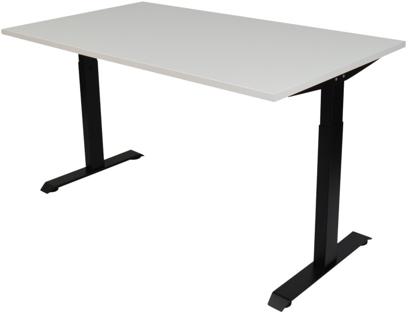 Thumbnail - euroseats Schreibtisch Rechteckig Weiß T-Fuß 1.600 (B) x 800 (T) x 865 (H) mm Metall
