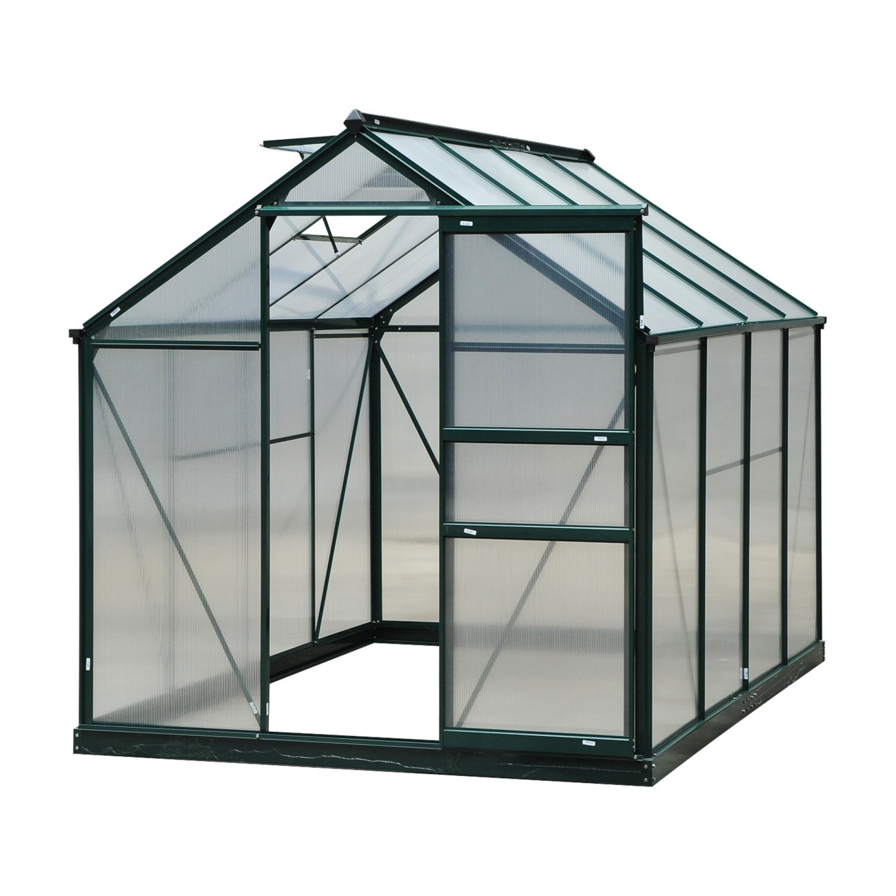 B&Q - 6X8Ft Walk-In Polycarbonate Greenhouse Plant Grow Galvanized Aluminium - Image 6