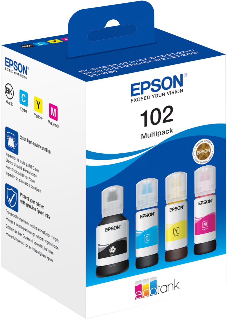 Epson 102 Original Tintenpatrone C13T03R640 Schwarz, Cyan, Magenta, Gelb 4 Stück
