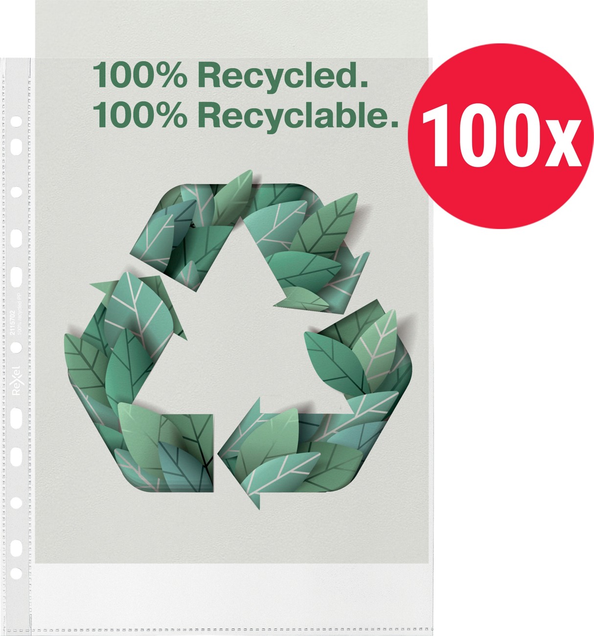Rexel 100 Recycled A4 Punched Pocket Pack of 100 2115702 RX61705 - Image 8