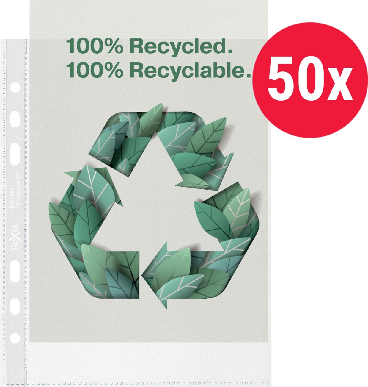 Rexel Punched Pockets A5 Embossed Transparent 70 Microns Pp (Polypropylene) 6 Holes 2115703 Pack Of 50
