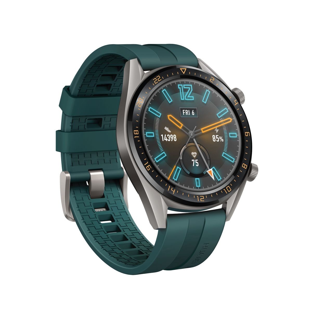 HUAWEI GT Active Smartwatch Titangrauer Edelstahl Gehäusefarbe 46.5 x 46.5 x 10.6 mm Gehäusegröße Dunkelgrün Armbandfarbe