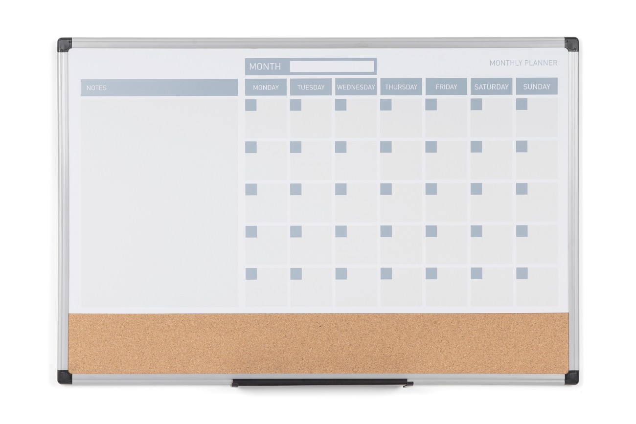 Bi-Office Maya 3-In-1 Magnetic Month Planner Lacquered Steel/Cork - Image 4